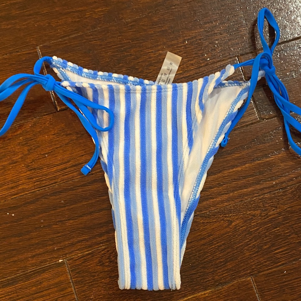 Blue and White Striped Bikini Bottom